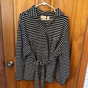 Chico's Monochrome Striped Zip-Up